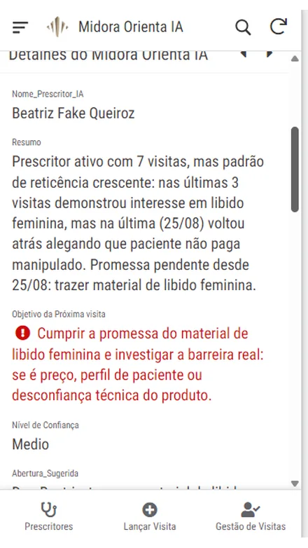 Resumo do prescritor gerado pelo Midora Orienta